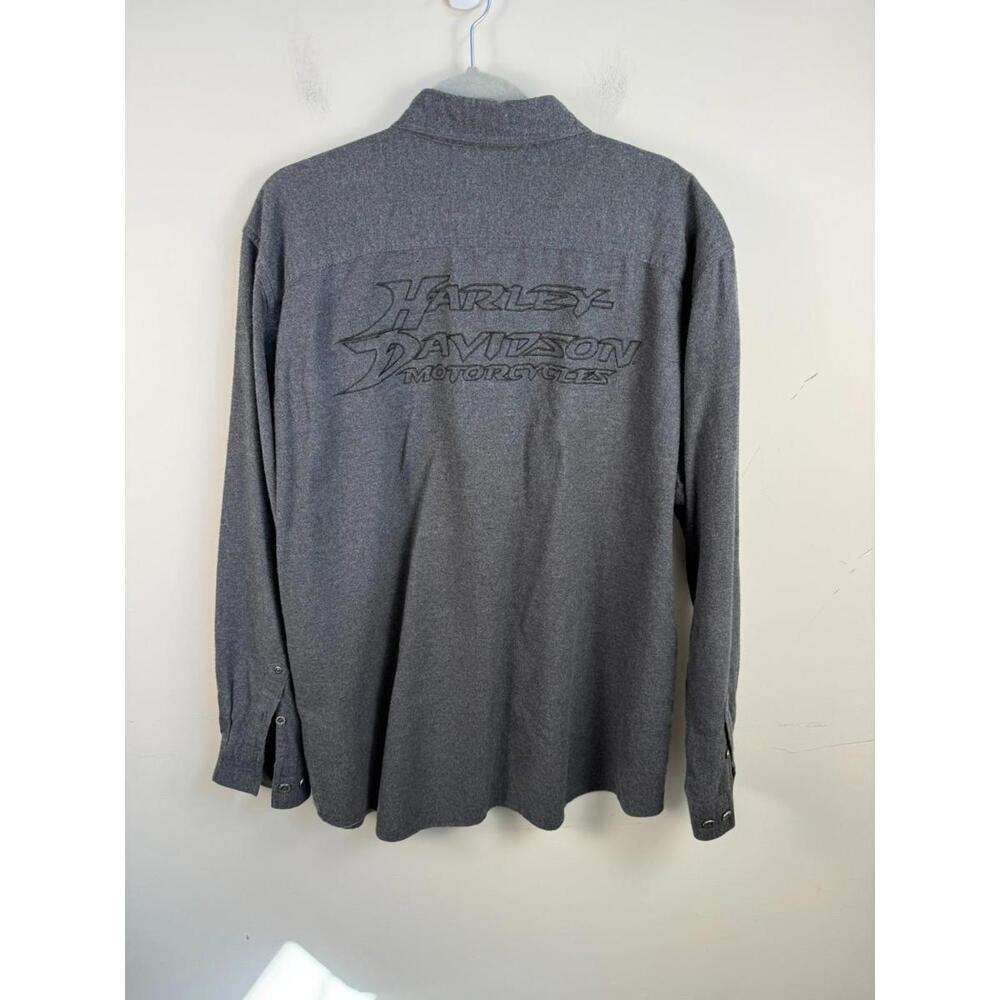 Harley Davidson Shirt Mens Flannel Button Down Gray XL Motorcycle Biker - Picture 5 of 7